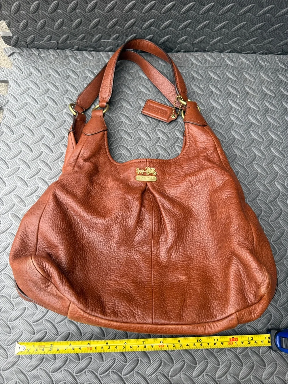 Coach Vintage Madison Maggie Hobo 21225 Cognac Pebbled Leather Shoulder Bag Rare